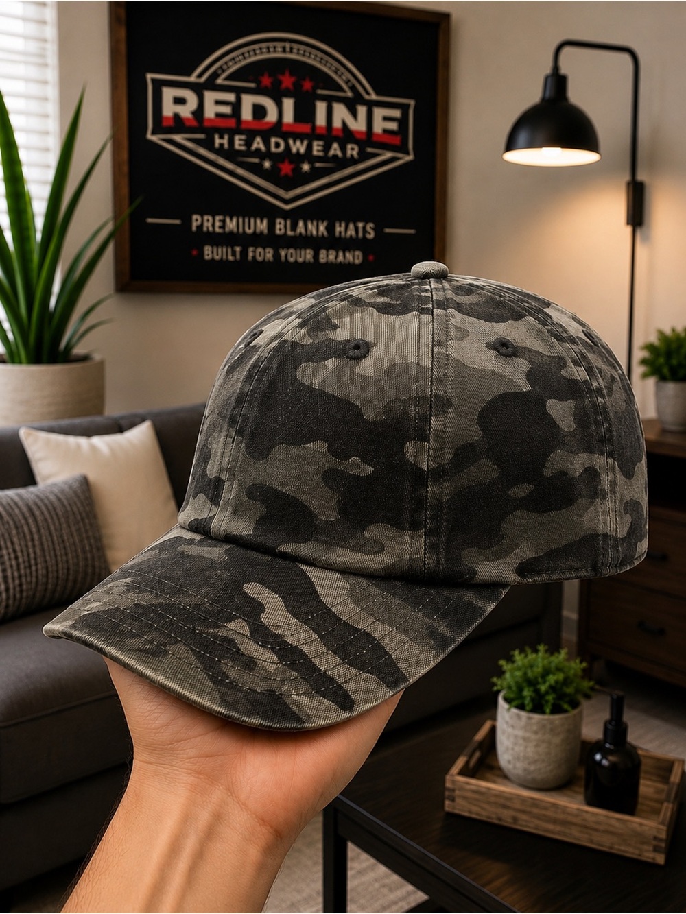 Woodland Black Camo Low Profile Dad Hat | 100% Cotton